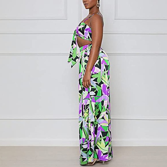 Beachwear Floral Printed Long Pants Set - Picture 4 of 5